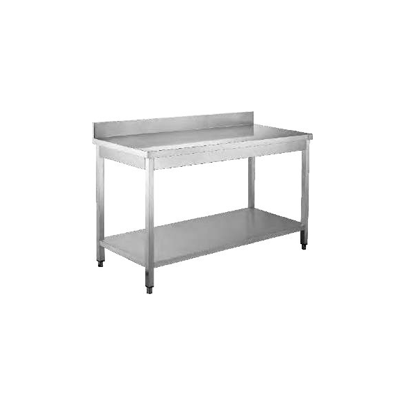 Stainless Steel Service Table with backsplash - undershelf  1.8m (WTD-182B)