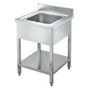 Stainless Steel Single Sink Unit With Backsplash - undershelf (STD02-077M1)|mkayn|مكاين