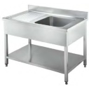 Stainless Steel Sink Right Unit With Backsplash - undershelf (STD02-127R1)|mkayn|مكاين