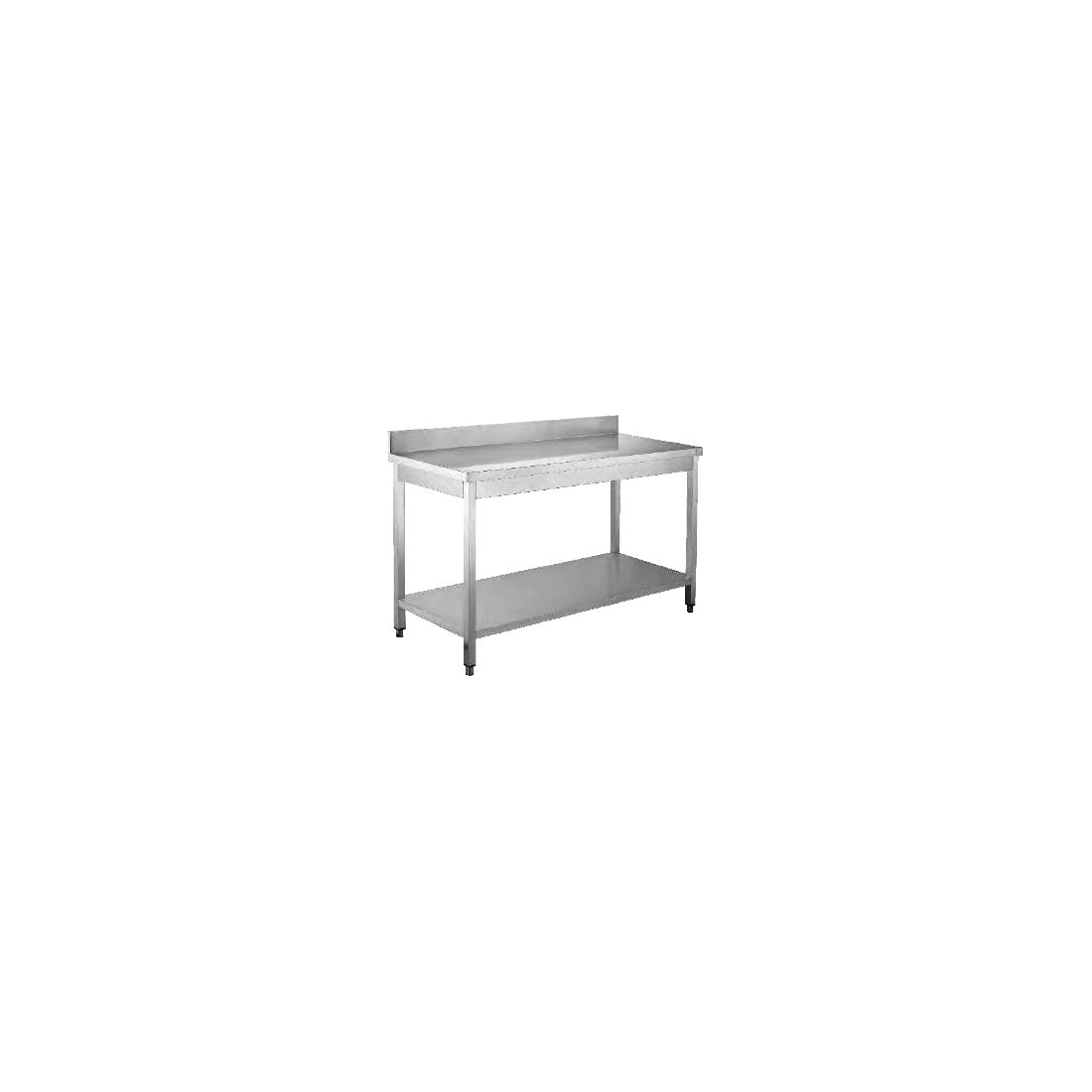 Stainless Steel Service Table with backsplash - undershelf  1m (WTD-102B)