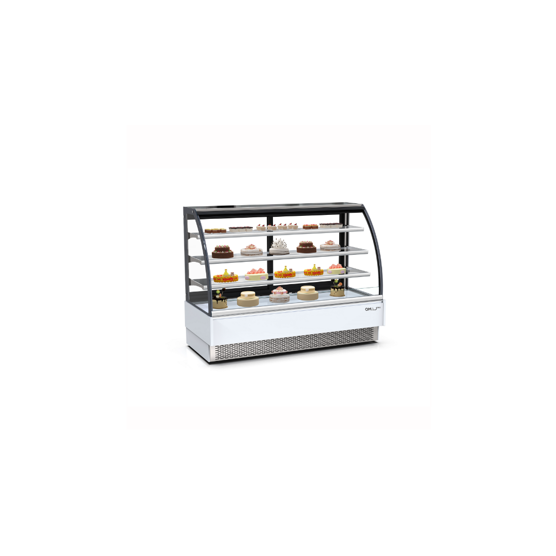 OMAJ PRO ,AZ0984, Curved Glass Display Show Cake Case White 90 cm|mkayn|مكاين