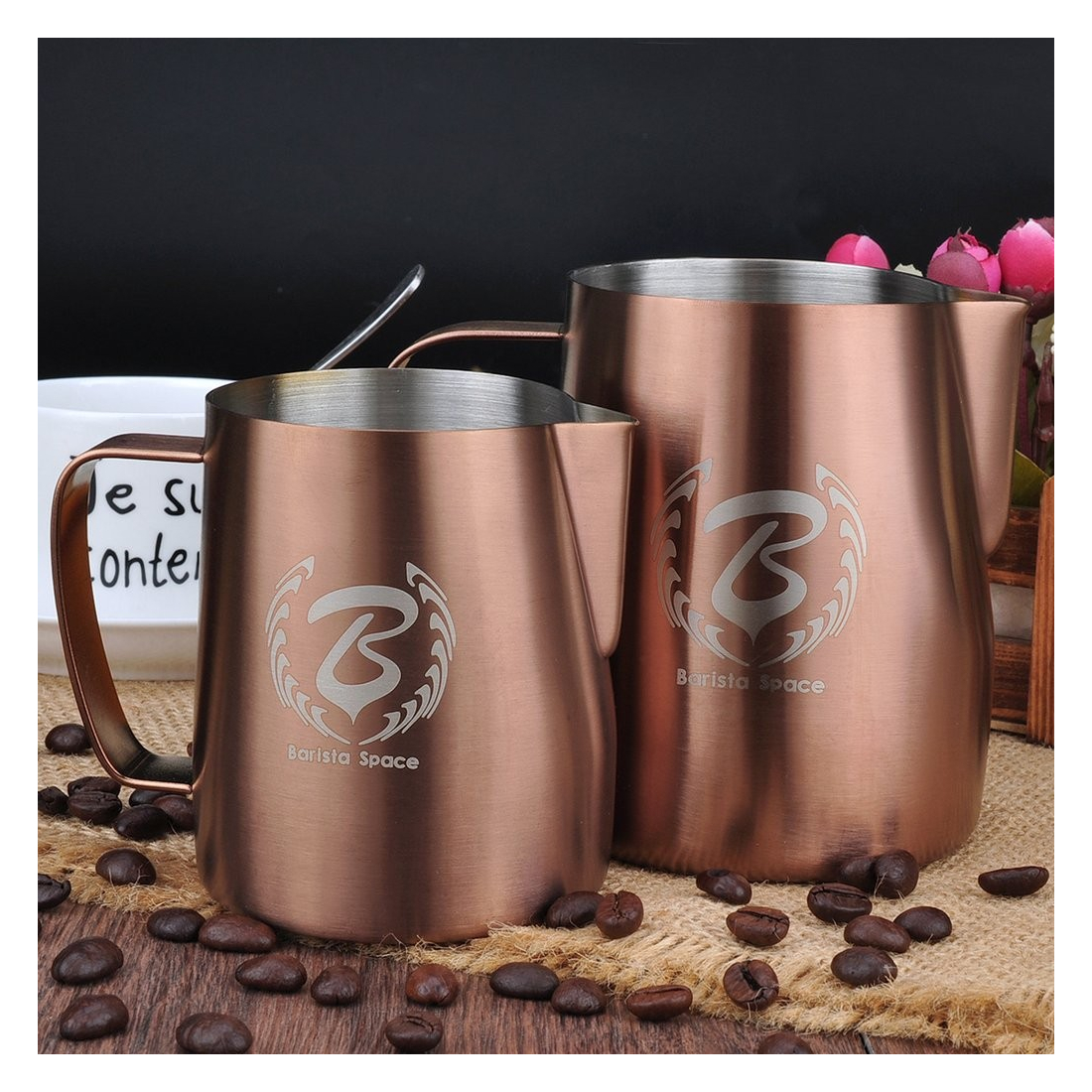 Barista Space (F17) Stainless Steel Copper Milk Pitcher 350ml|mkayn|مكاين