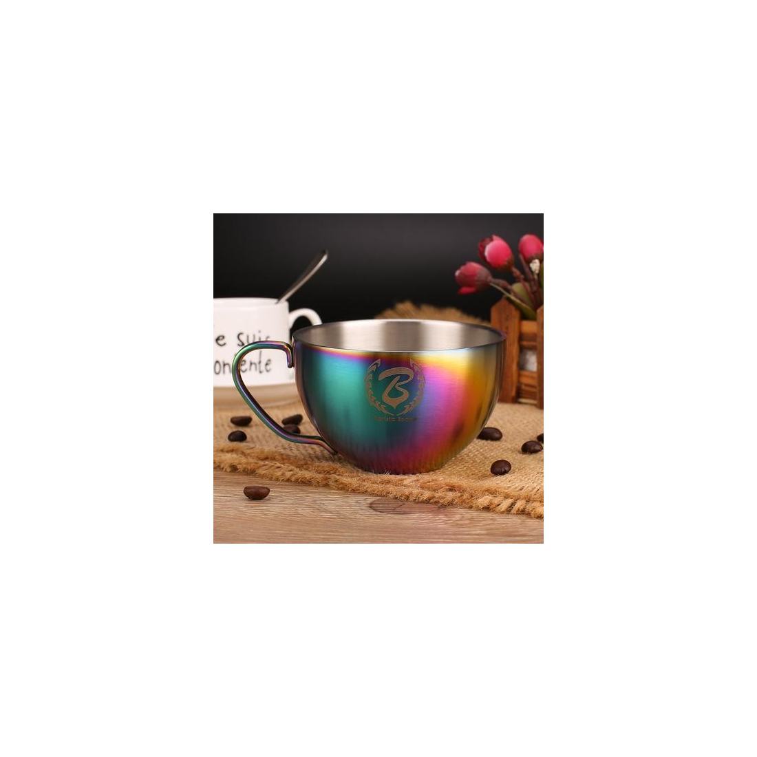 Barista space (CC11) Stainless Steel Multicolor 250ml Cafe Latte Art Cup|mkayn|مكاين