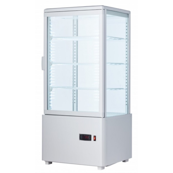 OMAJ XC-78L White Display Chiller Upright  Countertop With 4 Glass Sides