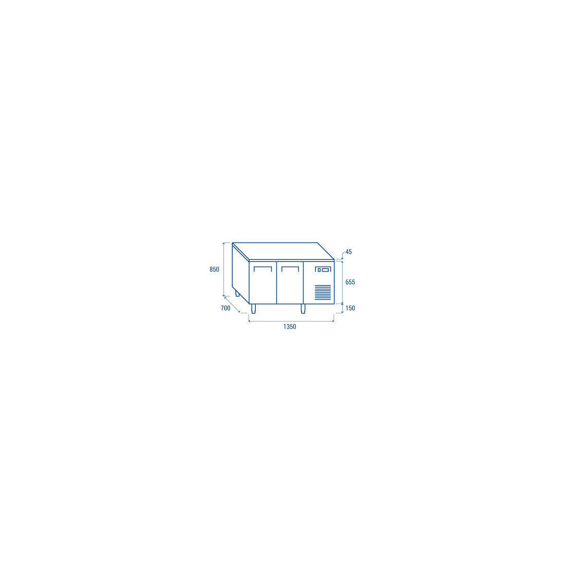 ثلاجة كاونتر بسطح عمل بابين ,QR2100, من كول هيد|mkayn|مكاين