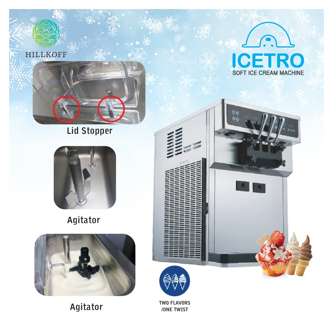 Icetro ,SSI-163TB, Ice Cream Machine Table top 2 Flavors with twist 11L|mkayn|مكاين