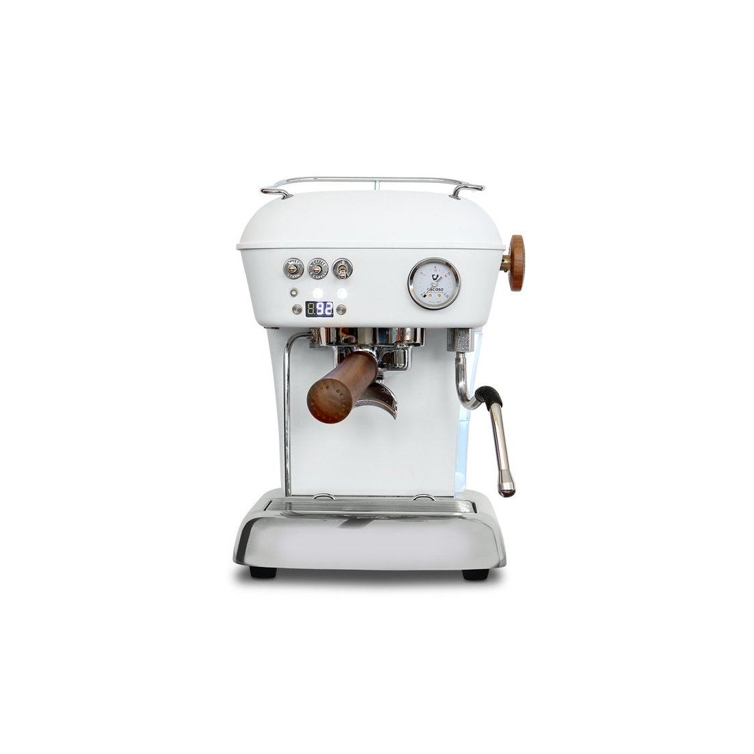 ASCASO ,DR.549, 1 Group Coffee Machine DREAM PID White with Wooden Handles|mkayn|مكاين