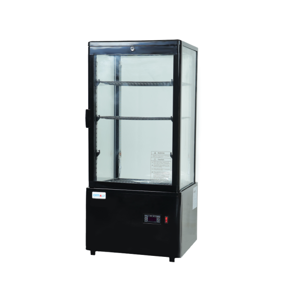 OMAJ XC-78L Black Display Chiller Upright  Countertop With 4 Glass Sides