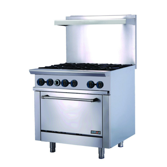 Tecnoinox ,PFG8G9, Professional Gas Range 4 Burners with 2/1GN Electric Oven|mkayn|مكاين